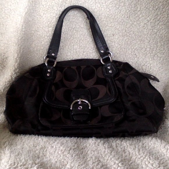 Coach black satin handbag - Picture 1 of 5